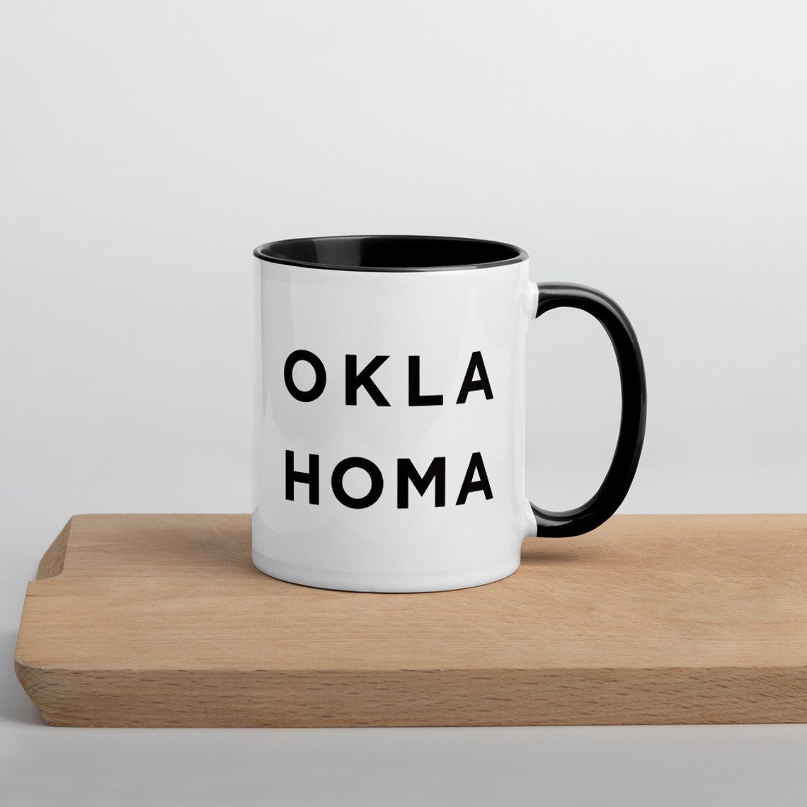 Minimalist Oklahoma Mug Black And White Ceramic Coffee Cup Oklahoma Gifts State Mug