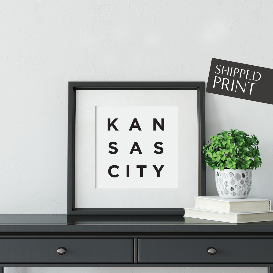 Kansas City Minimalist Typography Poster Black on White City Art - Image 4