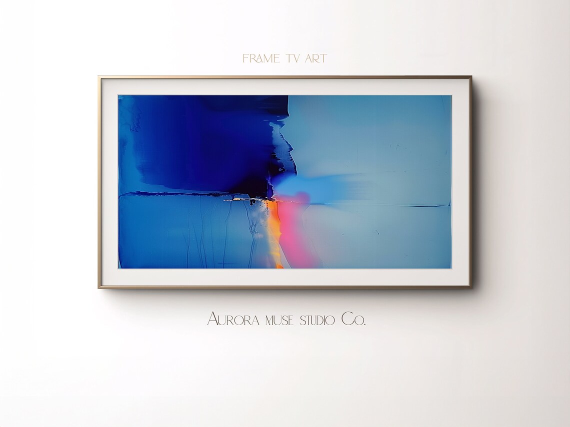 Cobalt Blue And Pink Abstract Oil Painting Color Wash Art Poster - Image 4
