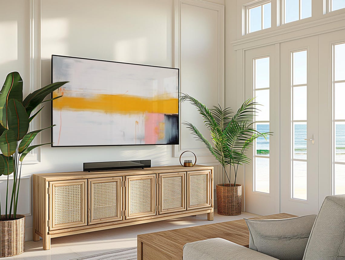 Mustard Yellow Stripe Abstract Painting Modern Coastal Room Poster - Image 4