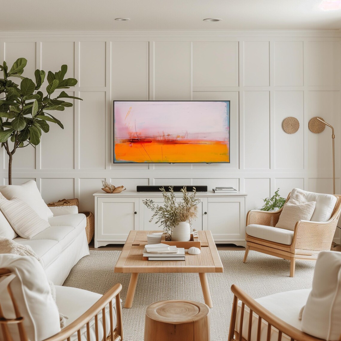 Abstract Frame Tv Art Art For Frame Tv Spring Abstract Oil Painting Orange Pink Abstract Modern Art 108 - Image 5