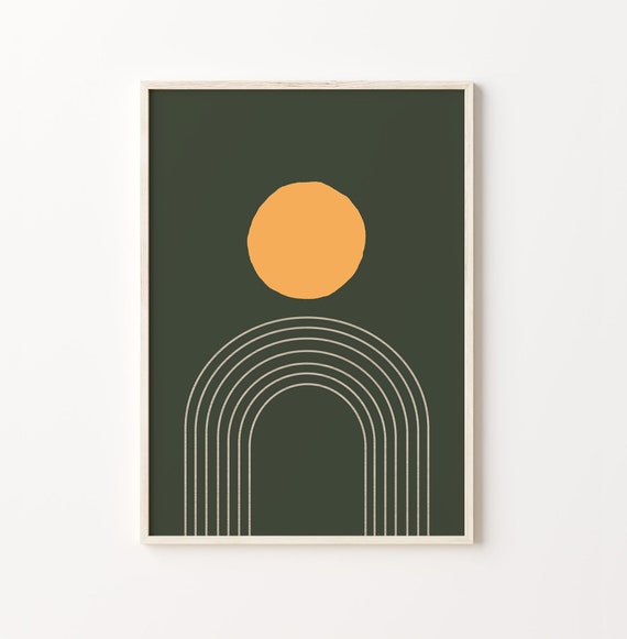 Geometric Abstract Art Scandinavian Room Decor Abstract Shapes Green Poster Modern Abstract Wall Art Instant