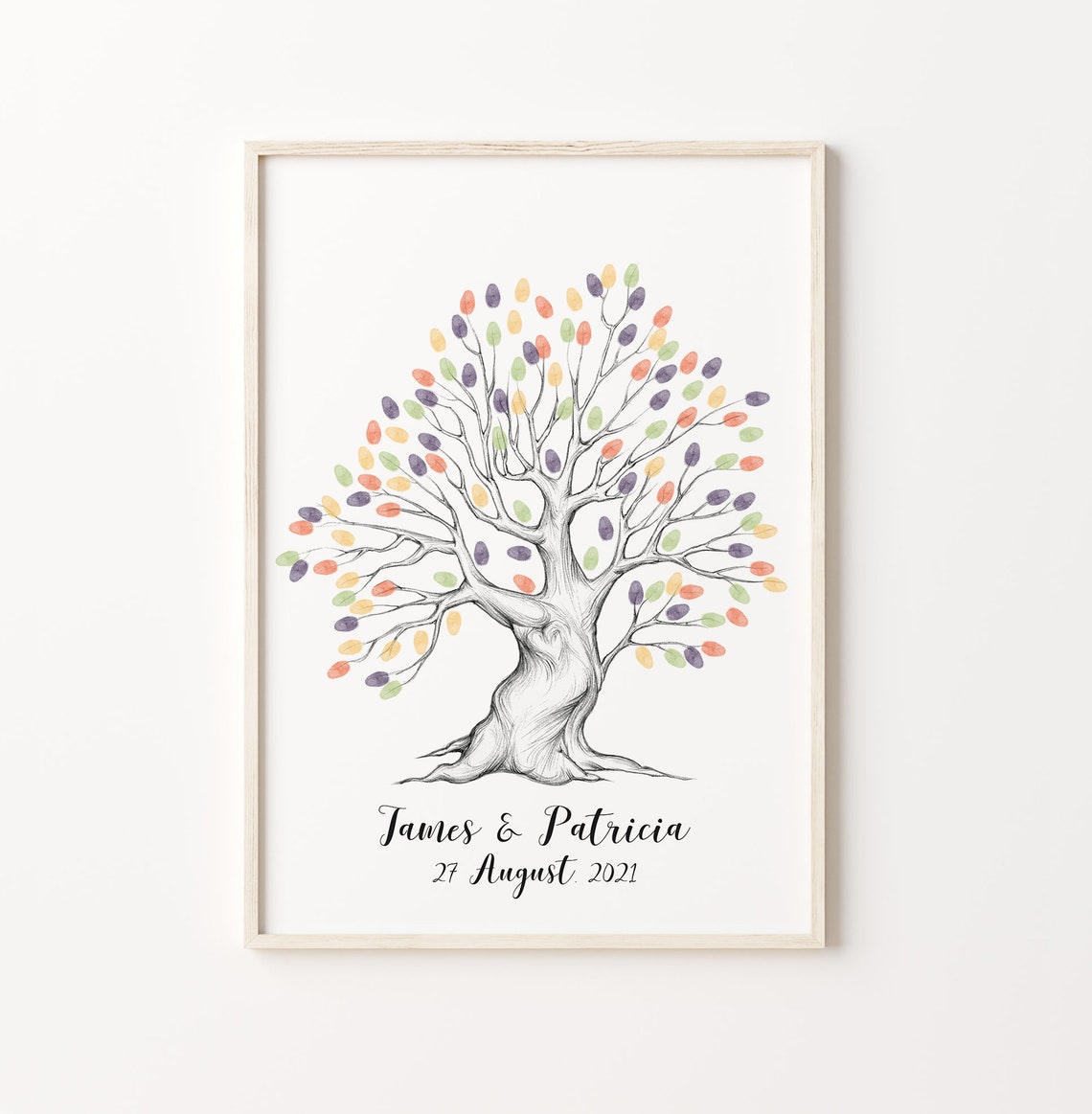 Wedding Sketch Fingerprint Tree Guest Book Wedding Thumbprint Tree Sketch Thumbprint Tree Family Fingerprint Tree