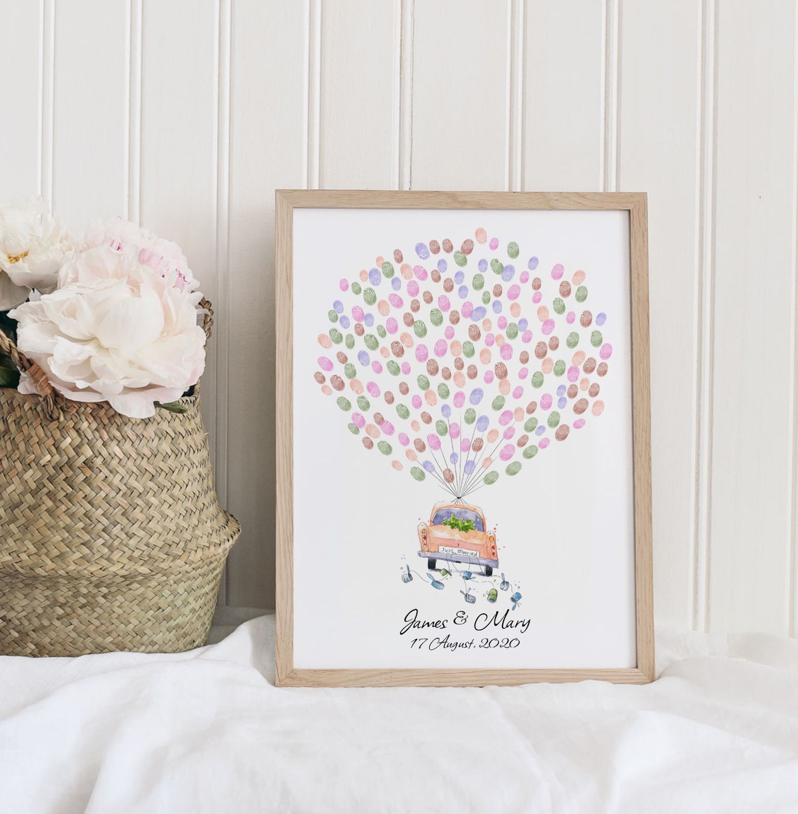 Just Married Thumbprint Guest Book Art Print - Image 4