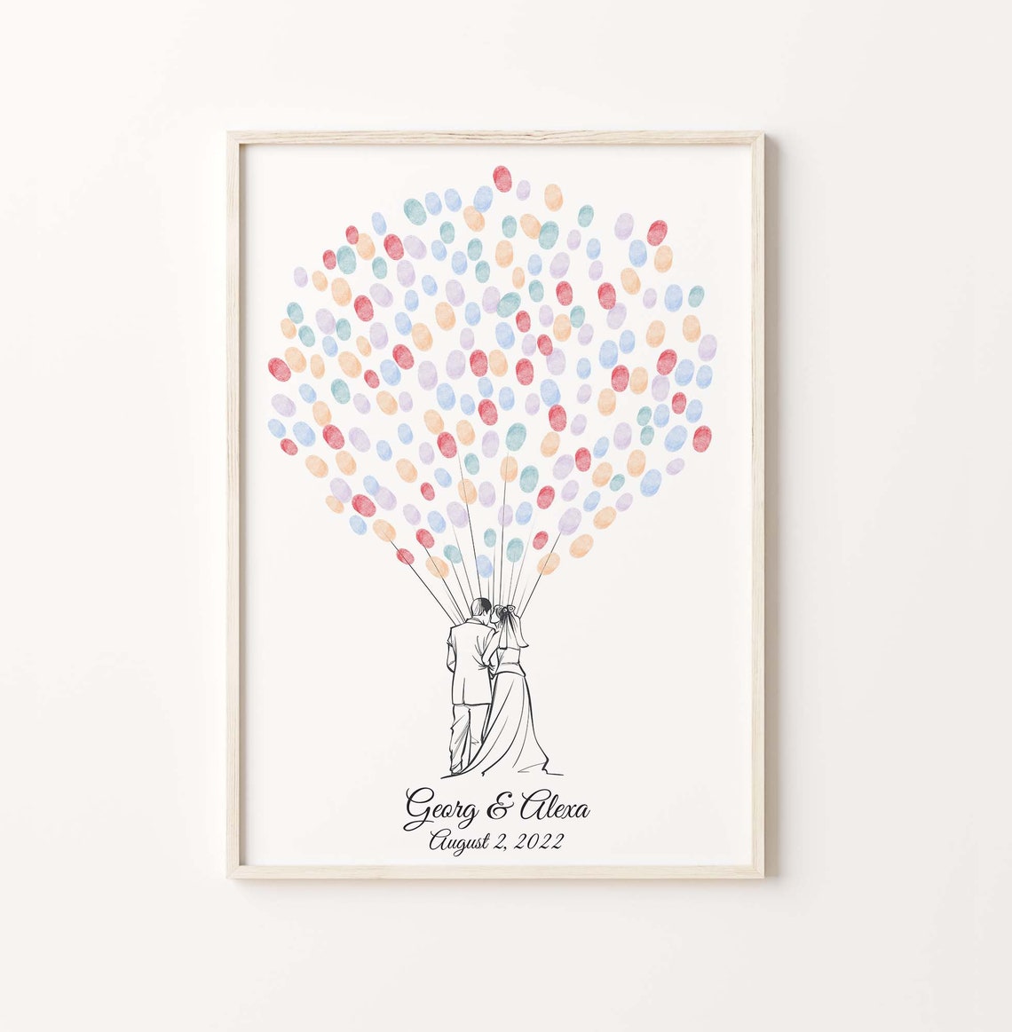 Wedding Fingerprint Guest Book, Couple Balloon Art Print