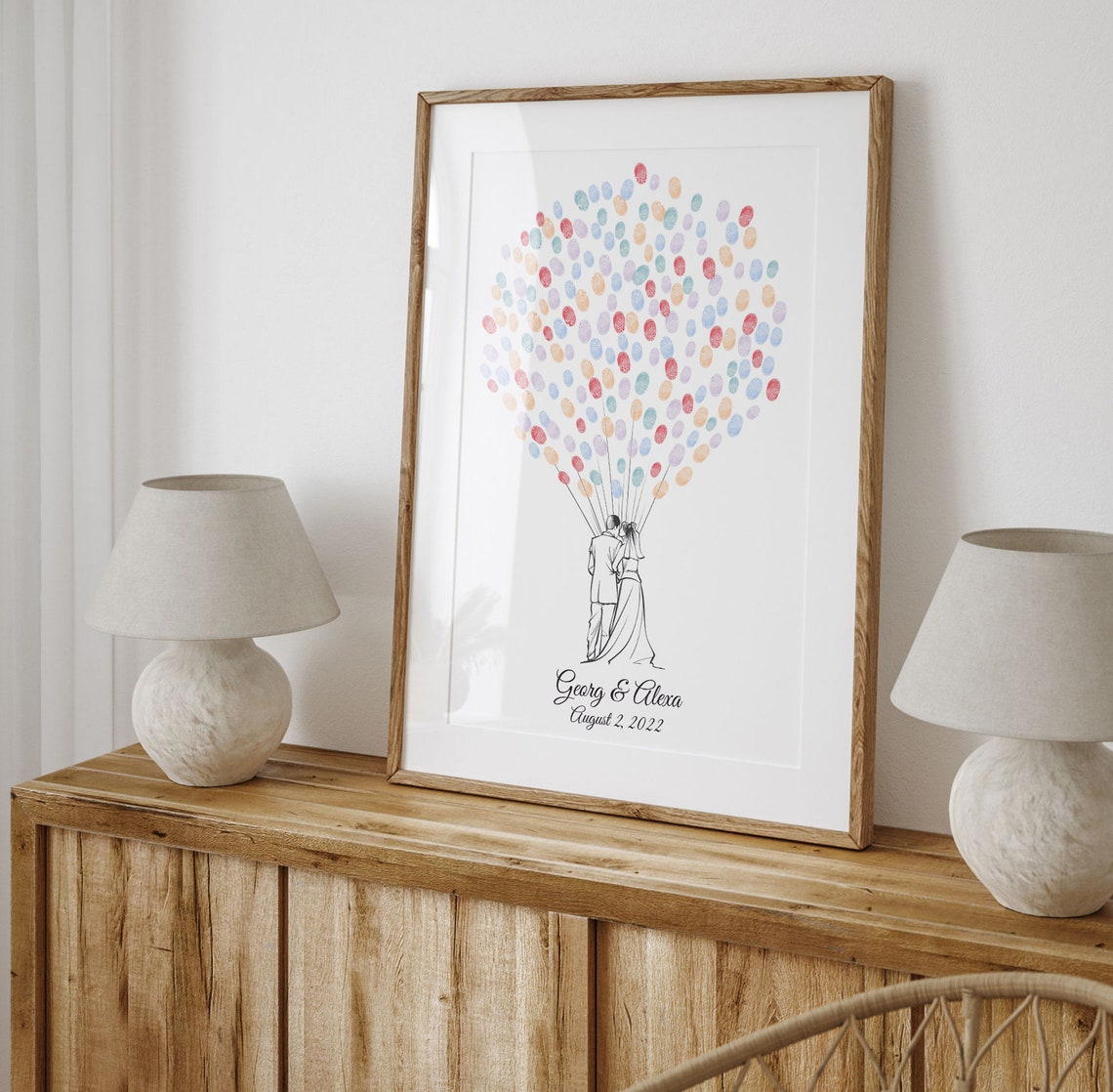 Wedding Fingerprint Guest Book, Couple Balloon Art Print - Image 2