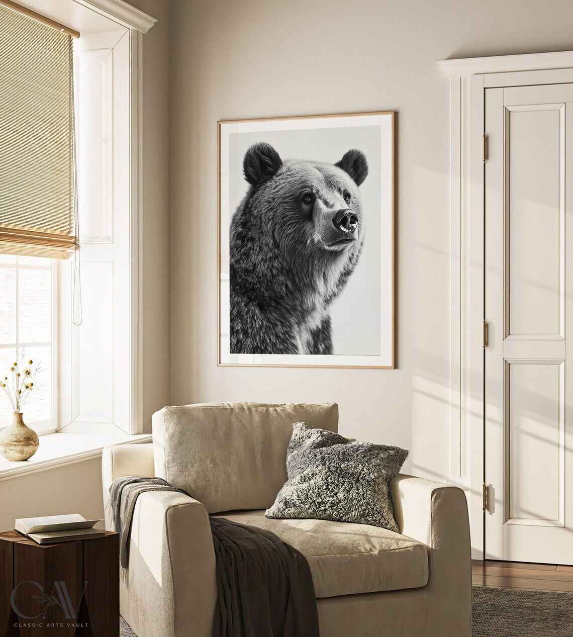 Black and White Brown Bear Profile Portrait Photography Poster - Image 3