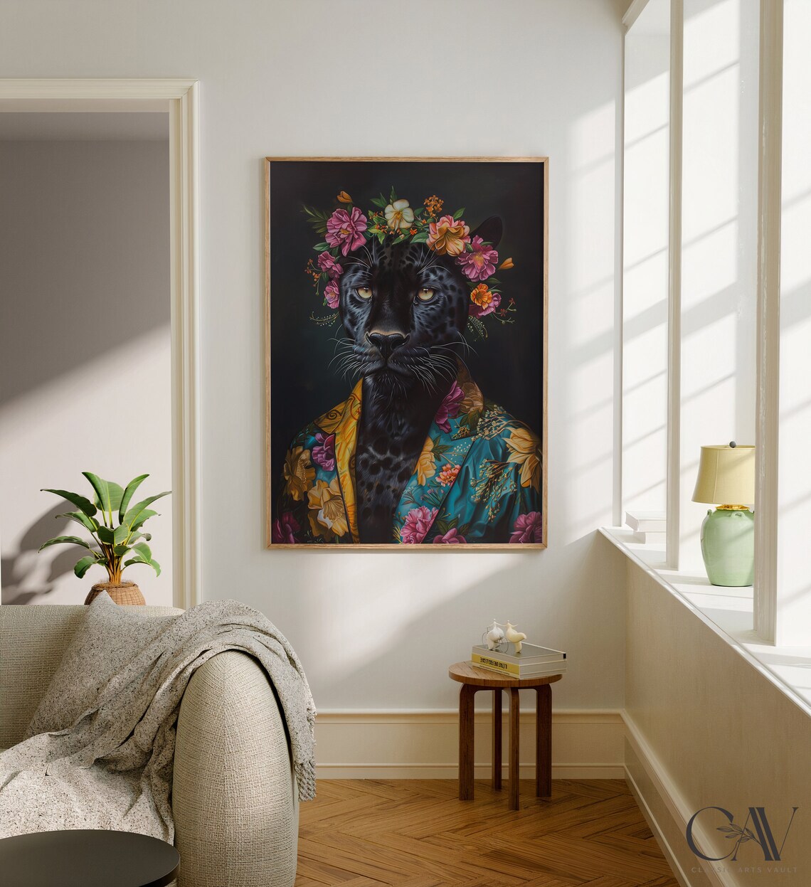 Black Panther Maximalist Eclectic Animal Portrait Art Print - Image 3