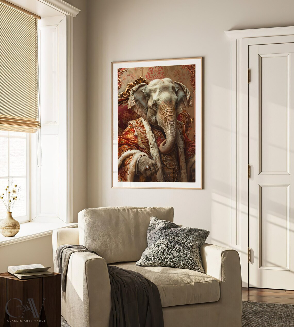 Elephant Royal Renaissance Portrait Ornate Robe Animal Wall Art - Image 4