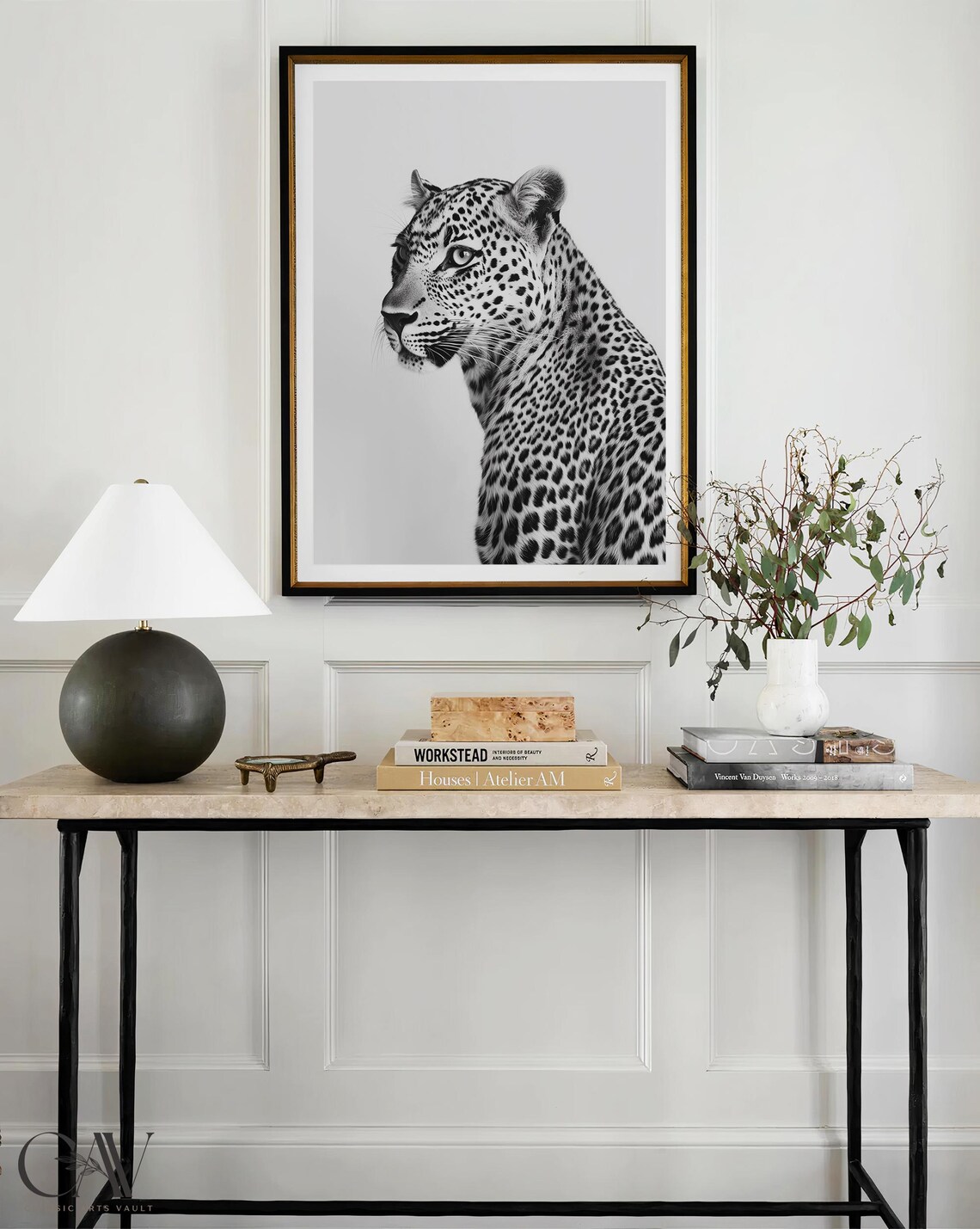 Leopard Profile Black and White Photography Portrait Wall Art - Image 4