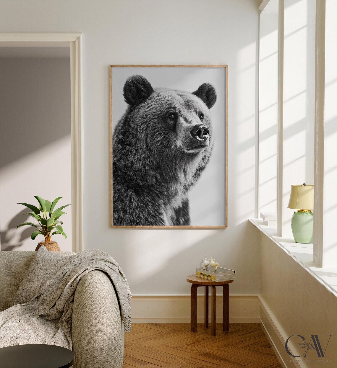 Black and White Brown Bear Profile Portrait Photography Poster - Image 2