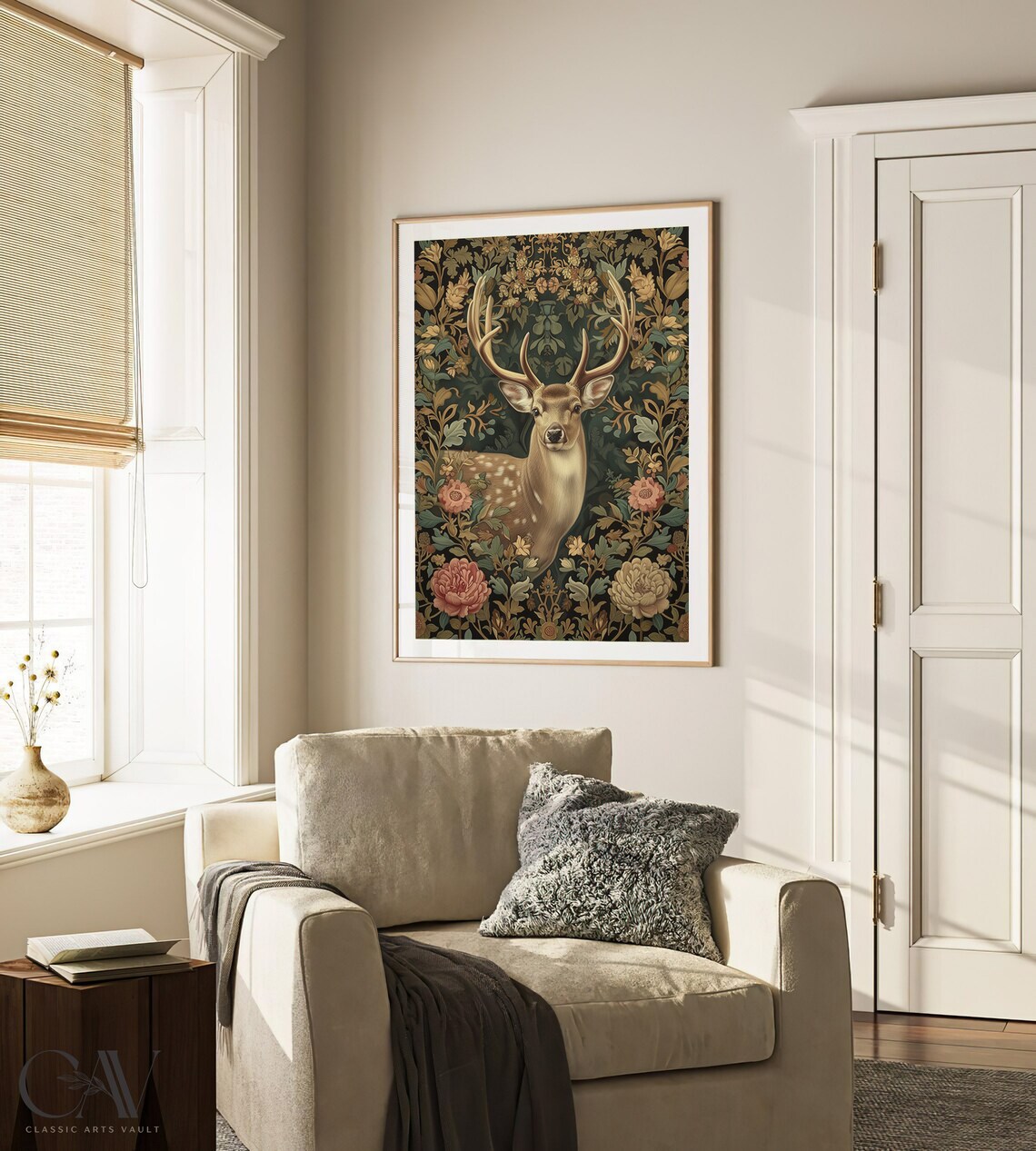 William Morris-Inspired Deer Art Print, Forest Theme - Image 2