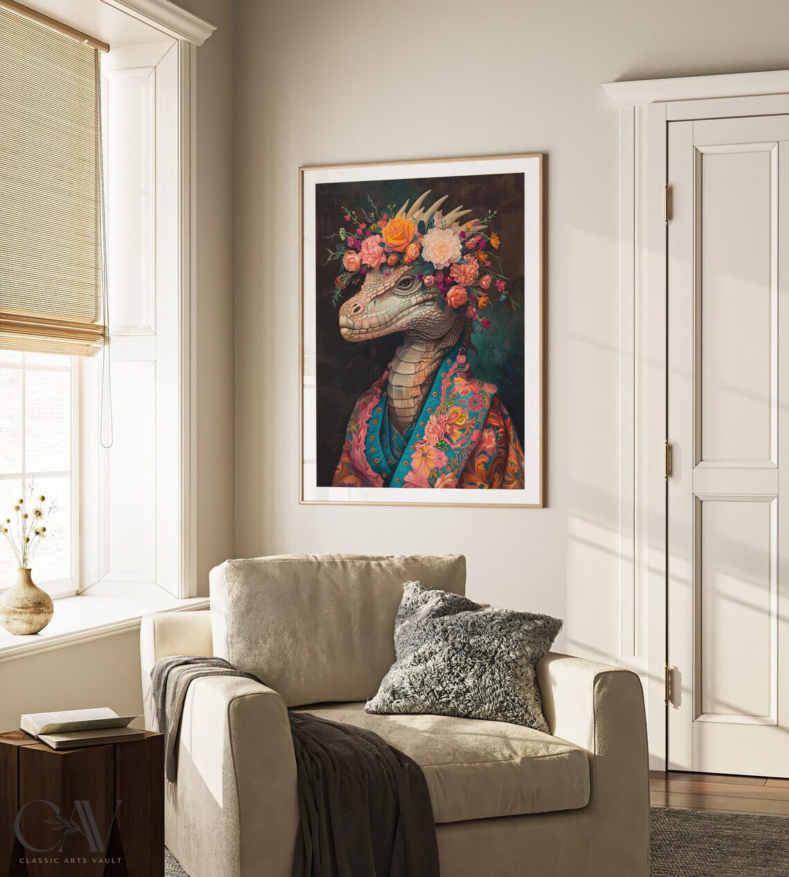 Dragon Flower Crown Floral Baroque Portrait Fantasy Animal Poster - Image 4