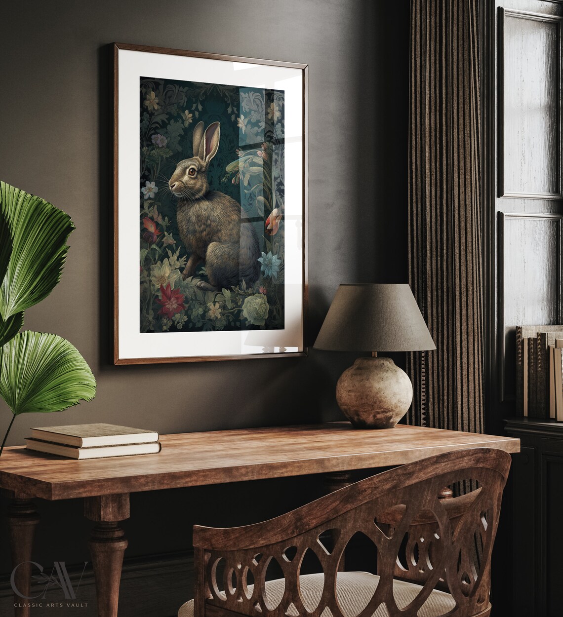 William Morris Inspired Bunny Art Print - Image 4