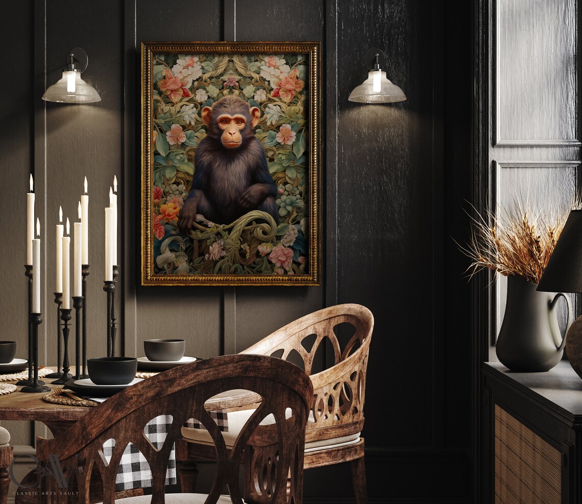 William Morris Inspired Monkey Art Print, Nature - Image 2