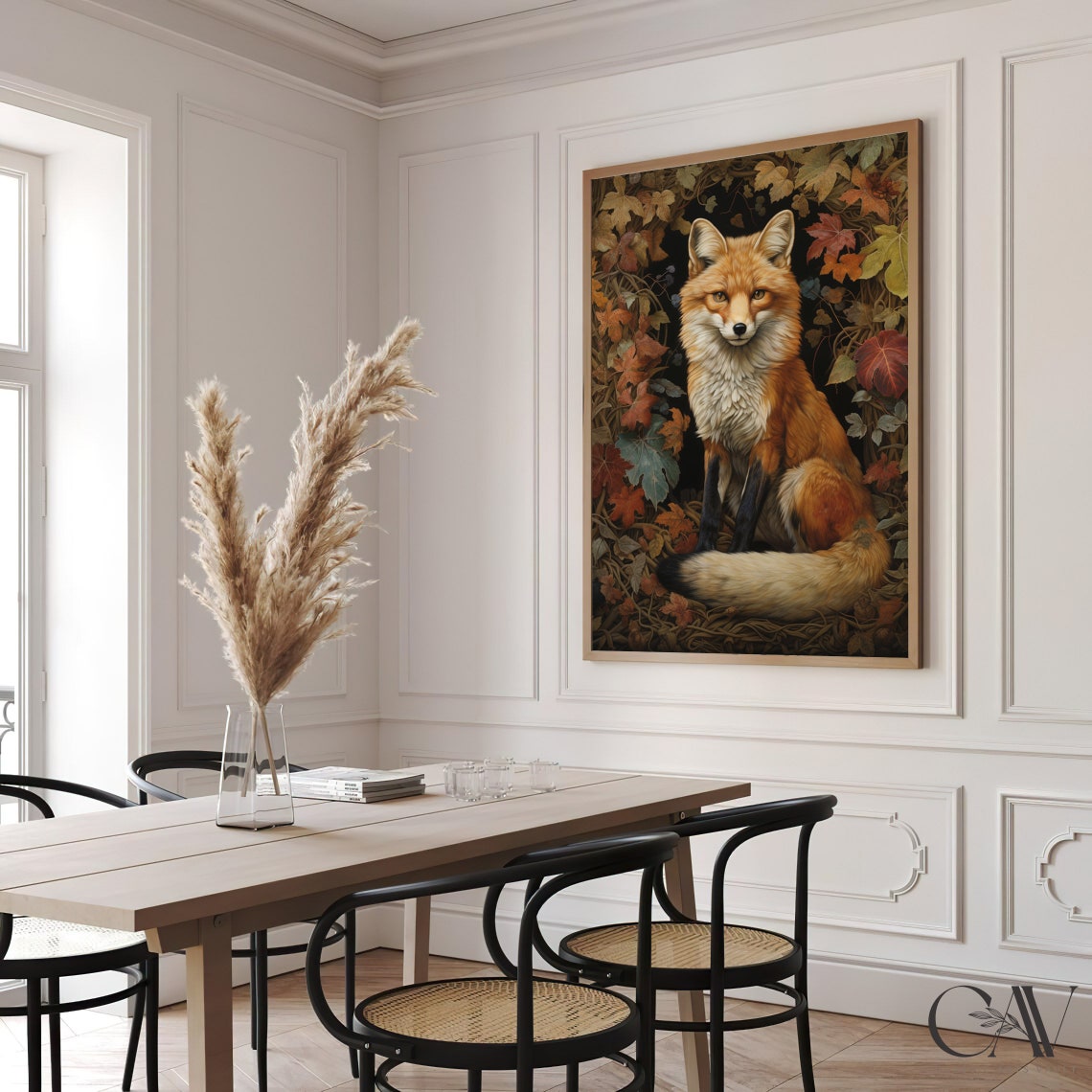 Rustic Red Fox Portrait In Autumn Leaf Wreath Woodland Poster - Image 3