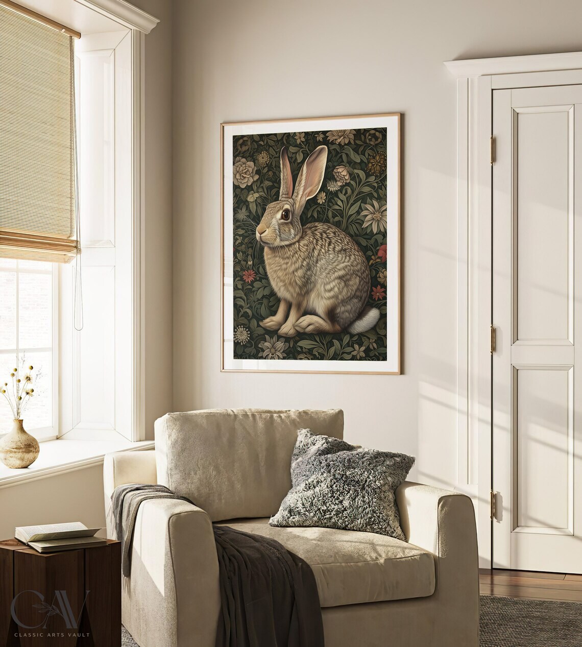 William Morris Inspired Rabbit Art Print, Bunny Decor - Image 3