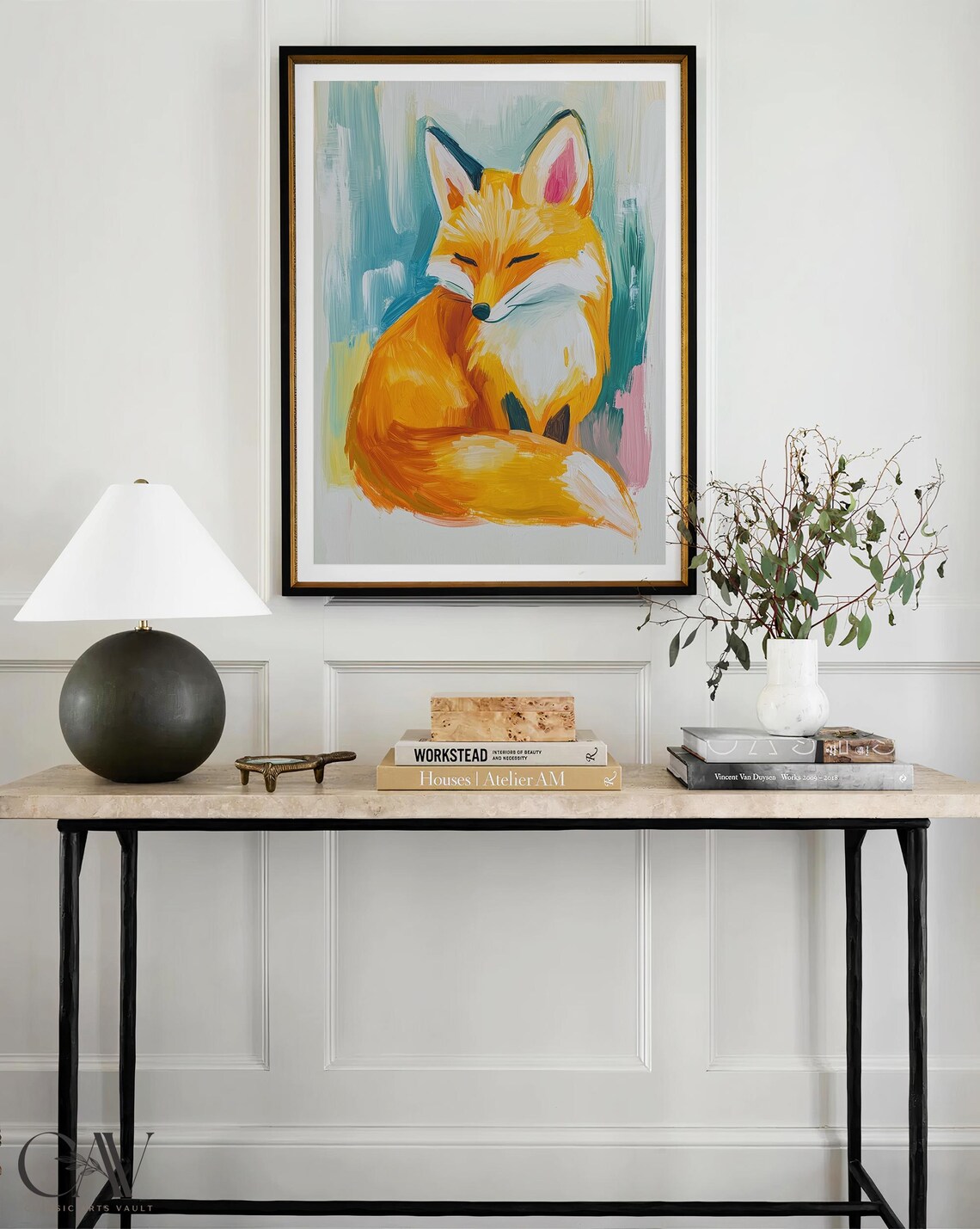 Sleeping Fox Colorful Portrait Modern Wildlife Animal Poster - Image 4