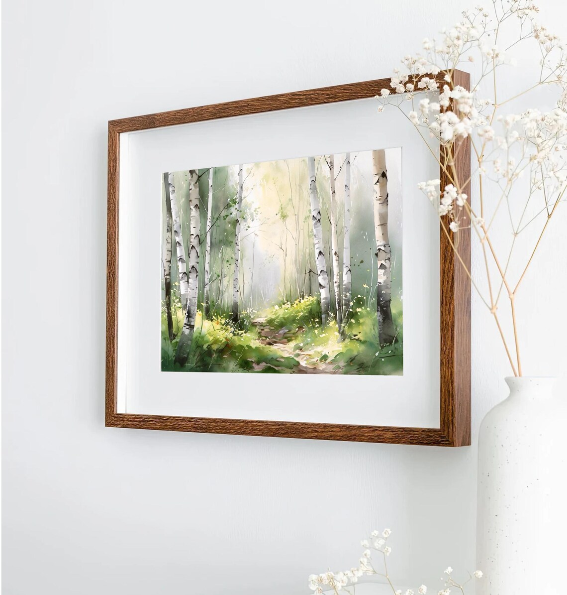 Birch Tree Forest Watercolor Print, Landscape Art - Image 4