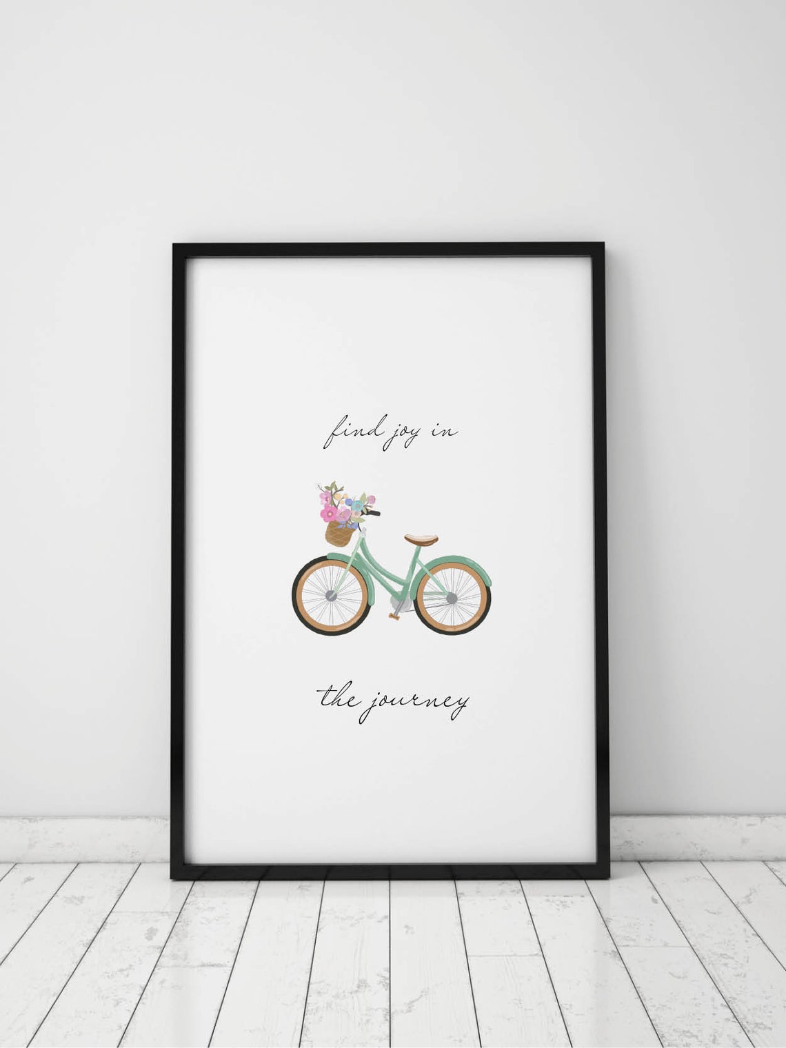 Find Joy In The Journey Bicycle With Flowers Illustration Poster - Image 2