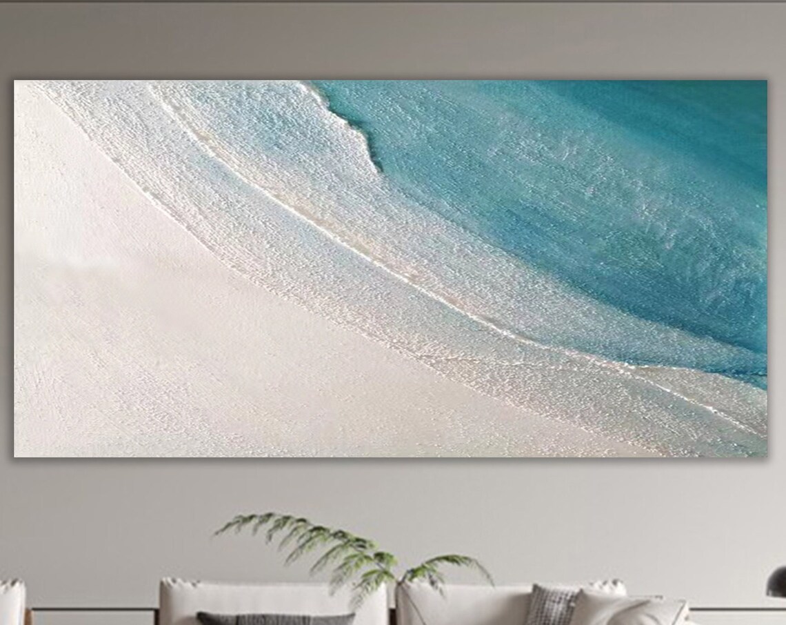 Original Blue Ocean Painting, Coastal Wall Art Print