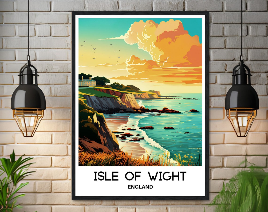 Isle Of Wight Travel Print Isle Of Wight Poster English Art Print England Lover Gift Wall Hanging Art Isle Of Wight Island Illustration - Image 3