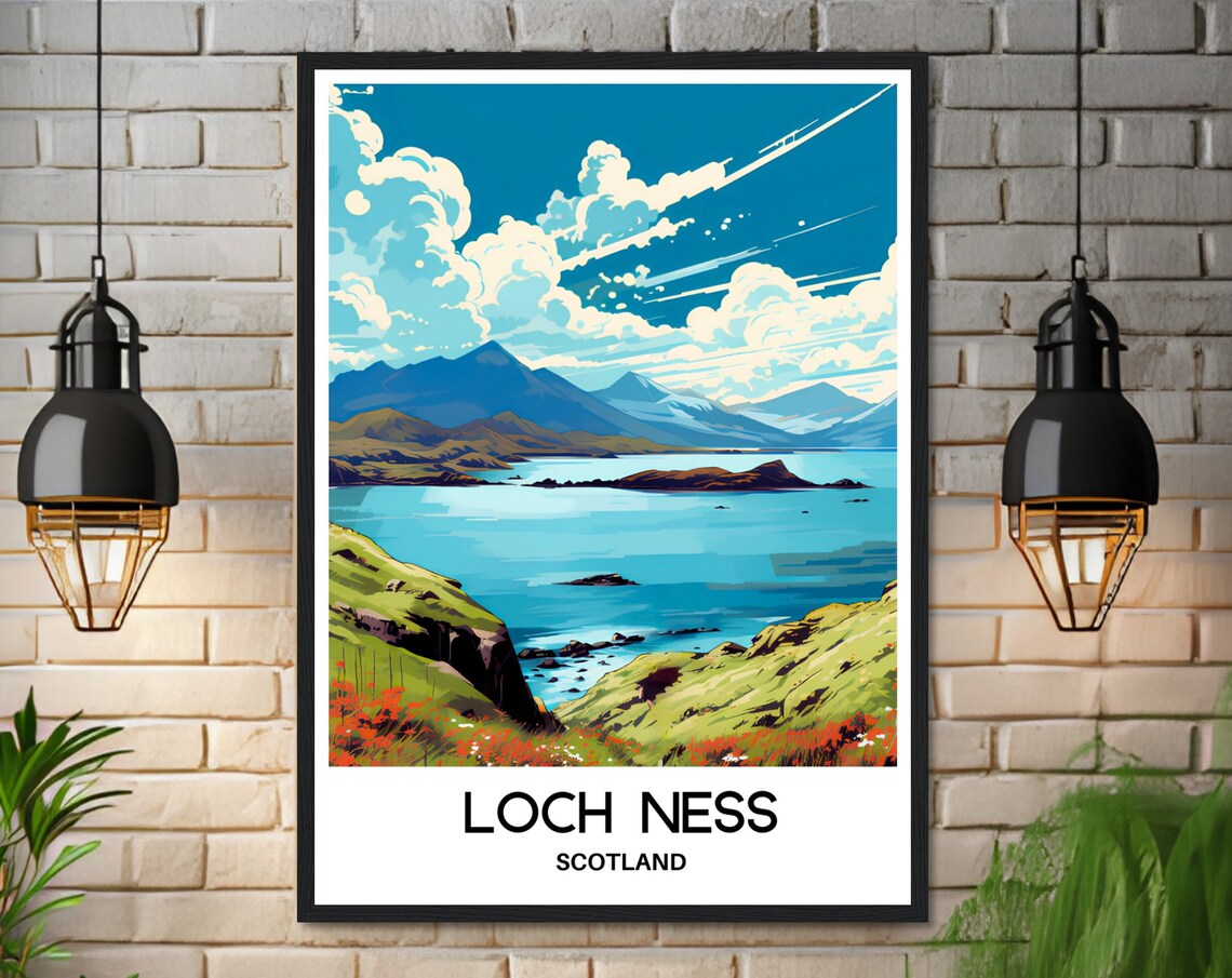 Beautiful Scenic Loch Ness Scotland Highland Lake Travel Poster - Image 3