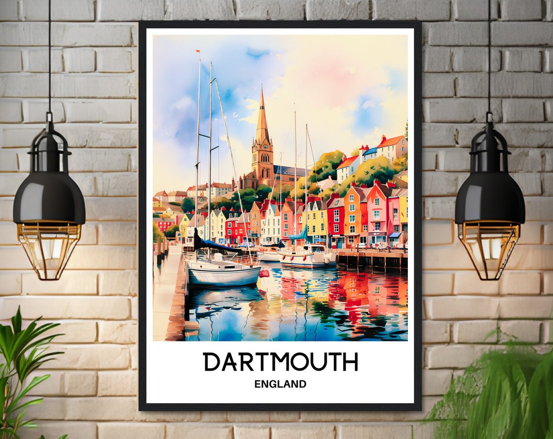 Dartmouth Watercolor Print Dartmouth Travel Poster English Art Print England Lover Gift Dartmouth Watercolour Painting Illustration Print - Image 3