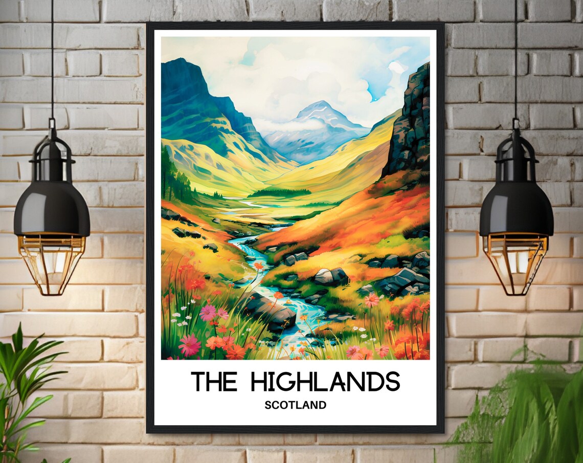 The Highlands Watercolor Print Highlands Travel Poster Scottish Art Print Scotland Lover Gift Highlands Watercolour Painting Illustration - Image 3