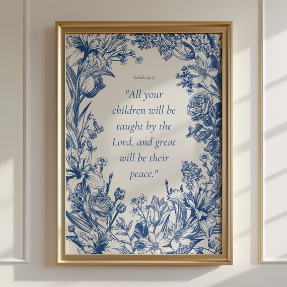 Scripture Wall Art Botanical Prints With Inspirational Quote Flower Market Room Decor For Christian Gift Apartment Print