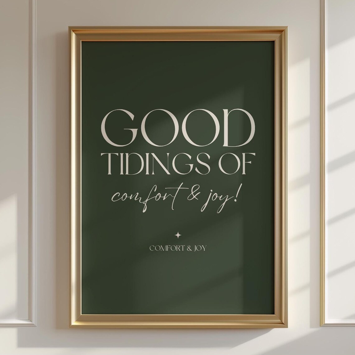Good Tidings Of Comfort And Joy Green Christmas Carol Lyrics Modern Holiday Print