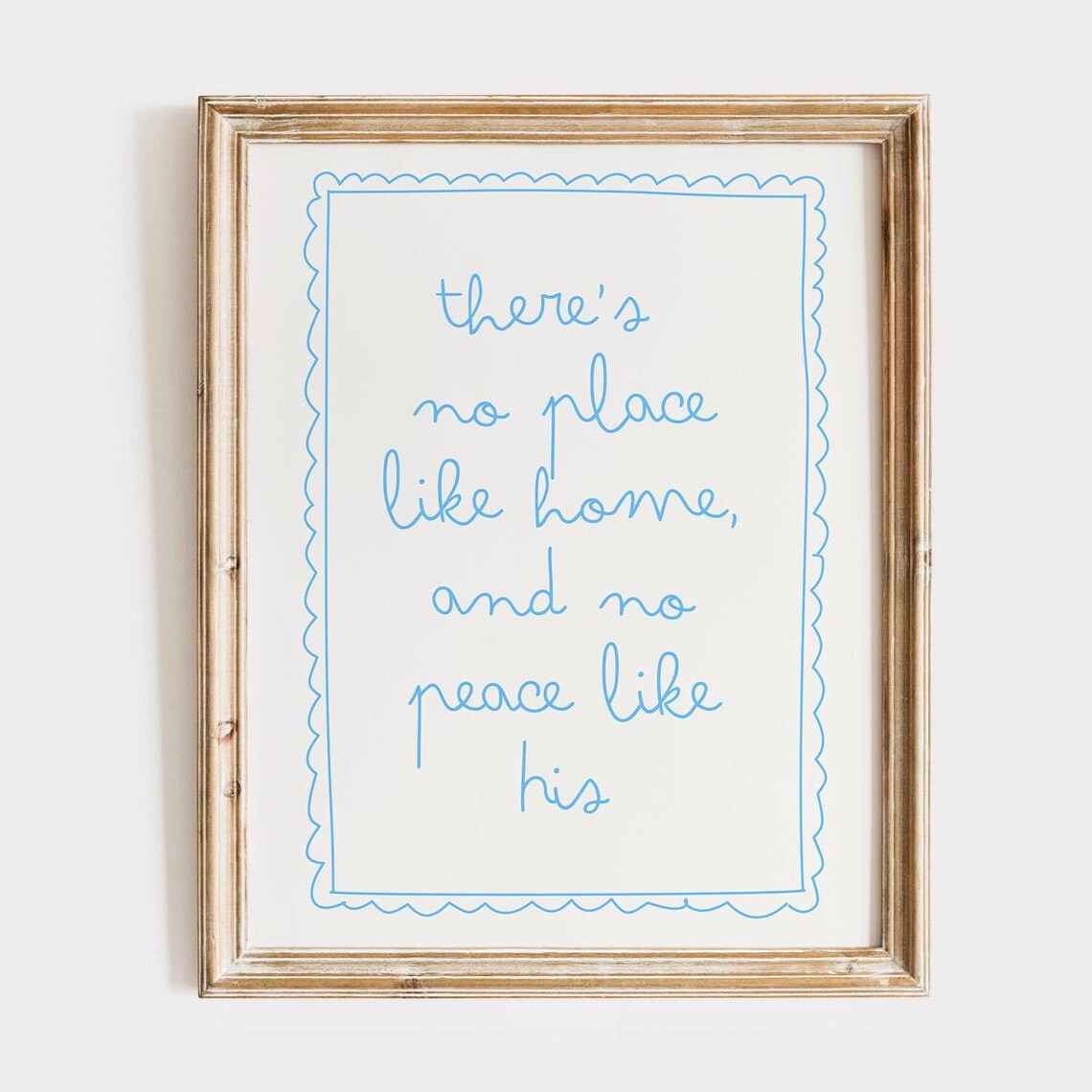 No Place Like Home Quote Blue Script Christian Faith Art Poster