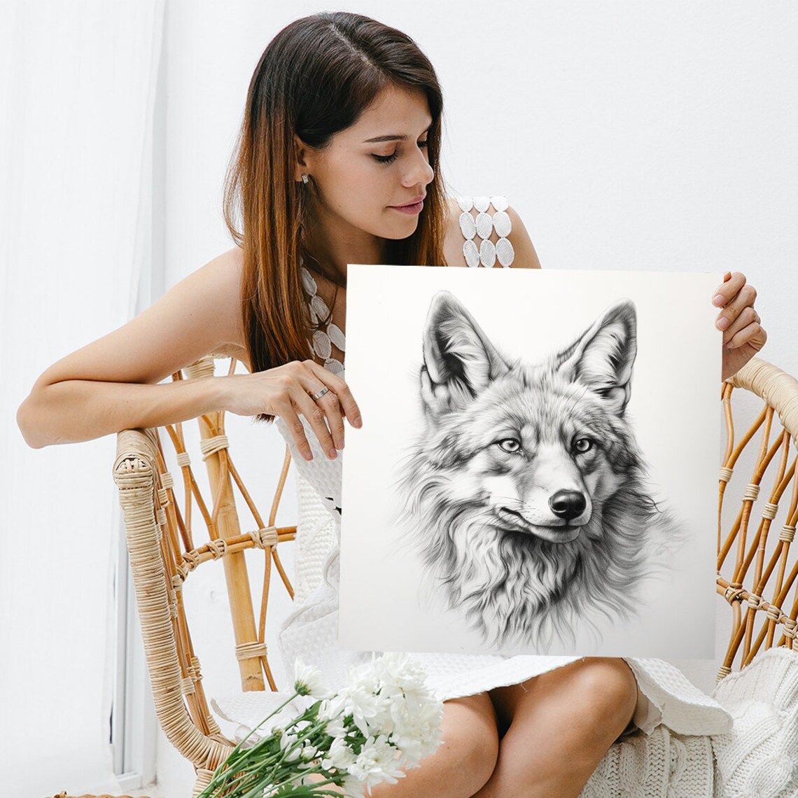 Majestic Wolf Rustic Modern Minimalist Art Print - Image 3