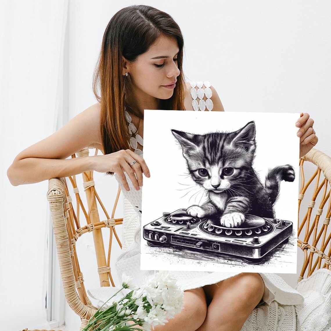 DJ Kitten Spin Master Whimsical Animal Art Print - Image 3