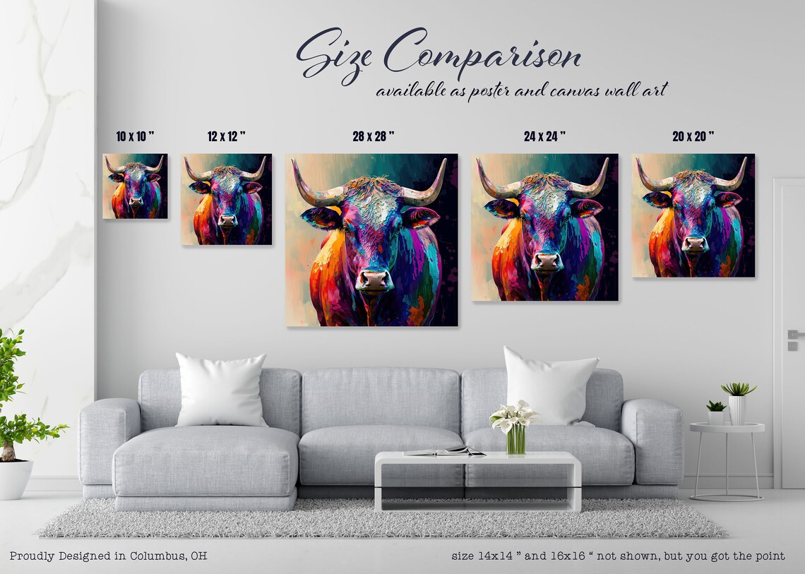 Colourful Cow Abstract Animal Wall Art Poster - Image 5