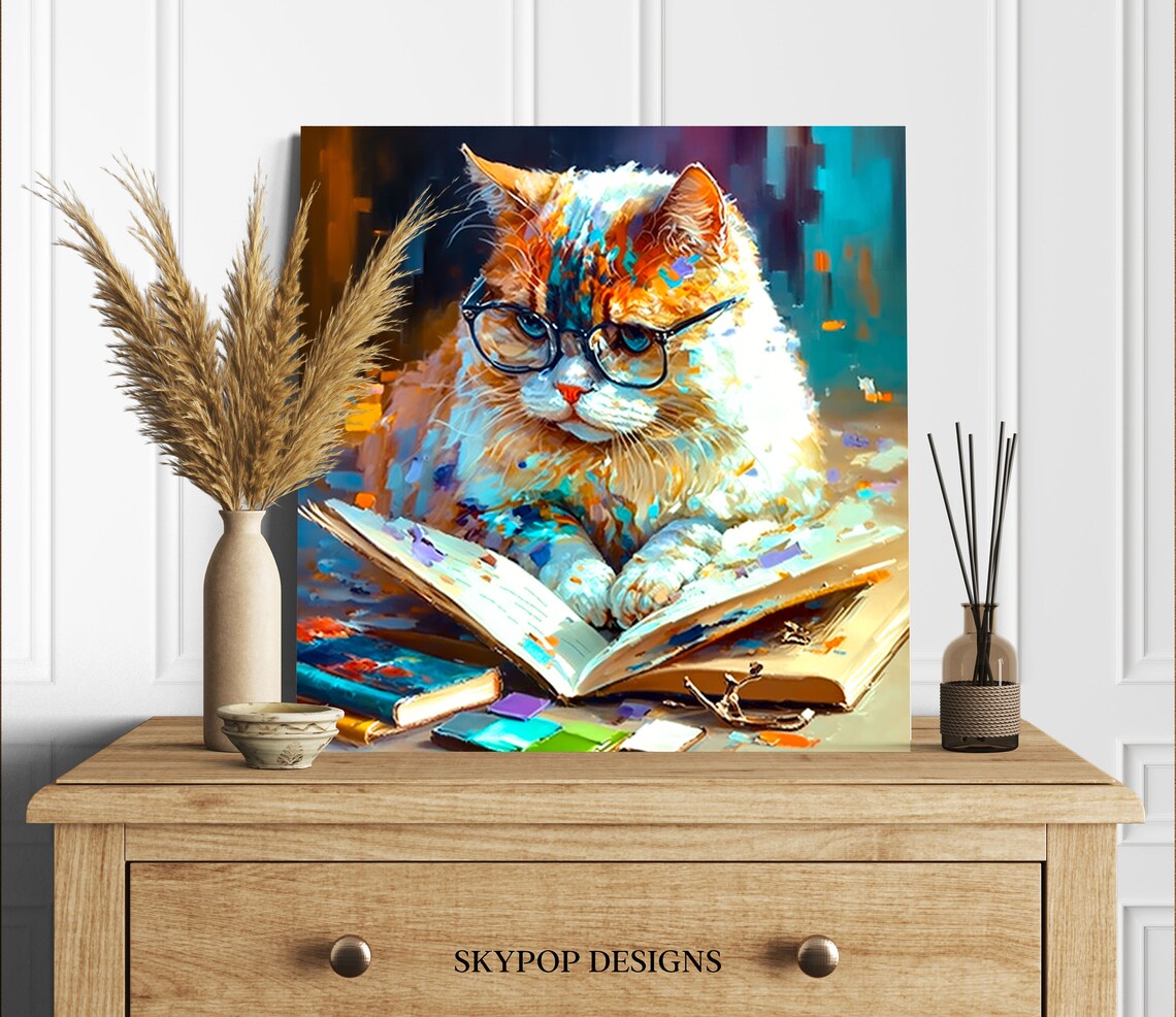 Cat With Glasses Nursery Decor Wall Art Print - Image 3
