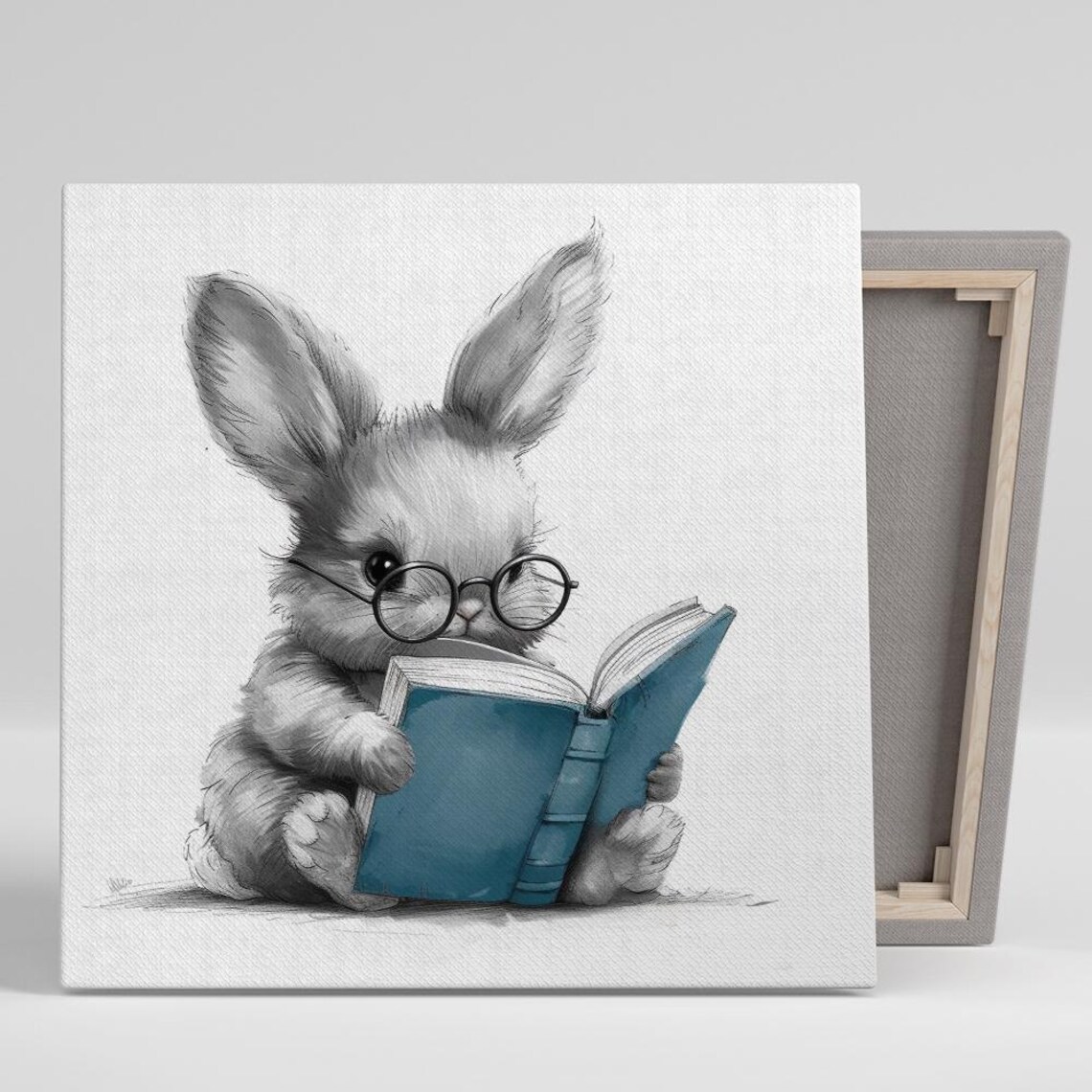 Bunny Bliss Modern Animal Wall Art Print, Nursery Decor
