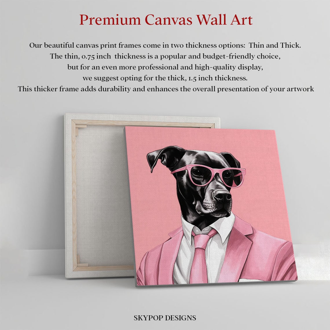 Black Dog In Pink Suit With Pink Sunglasses Cool Whimsical Pet Poster - Image 2