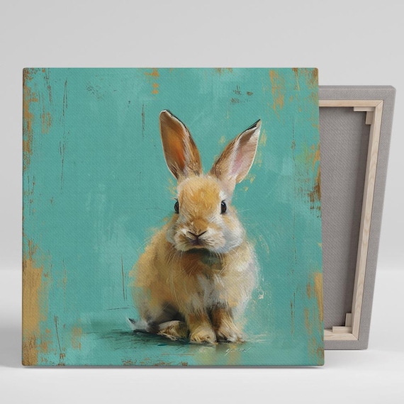 Curious Cottontail Whimsical Animal Nursery Poster