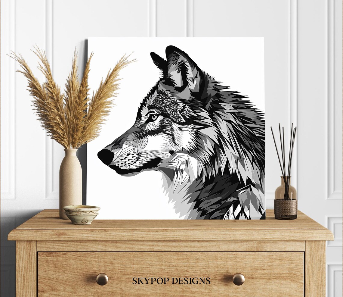 Geometric Wolf Nobility, Minimalist Art Print - Image 2
