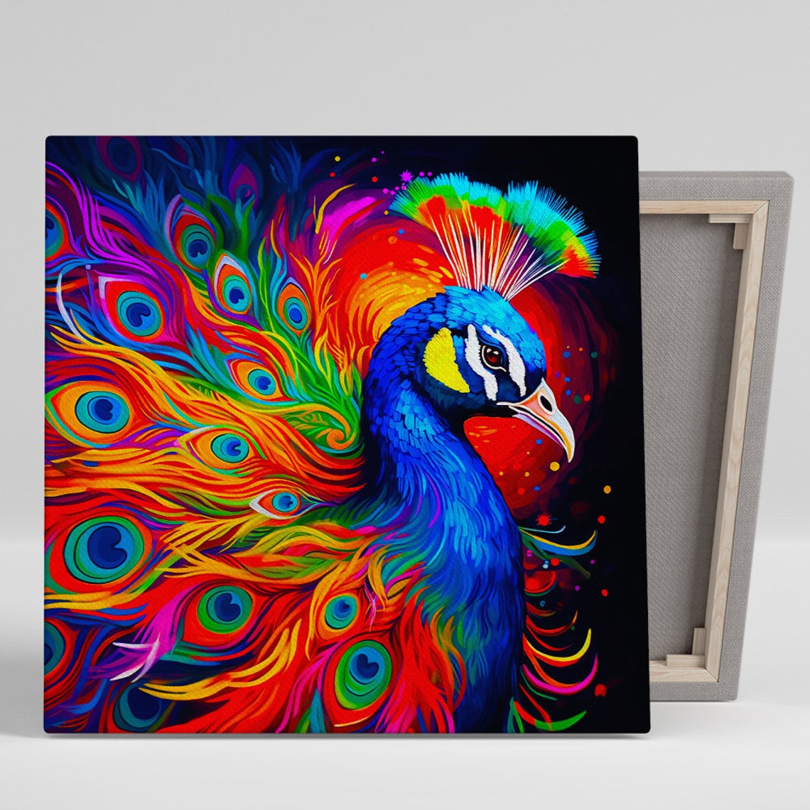 Vibrant Rainbow Peacock Colorful Feather Display Glamour Art Poster