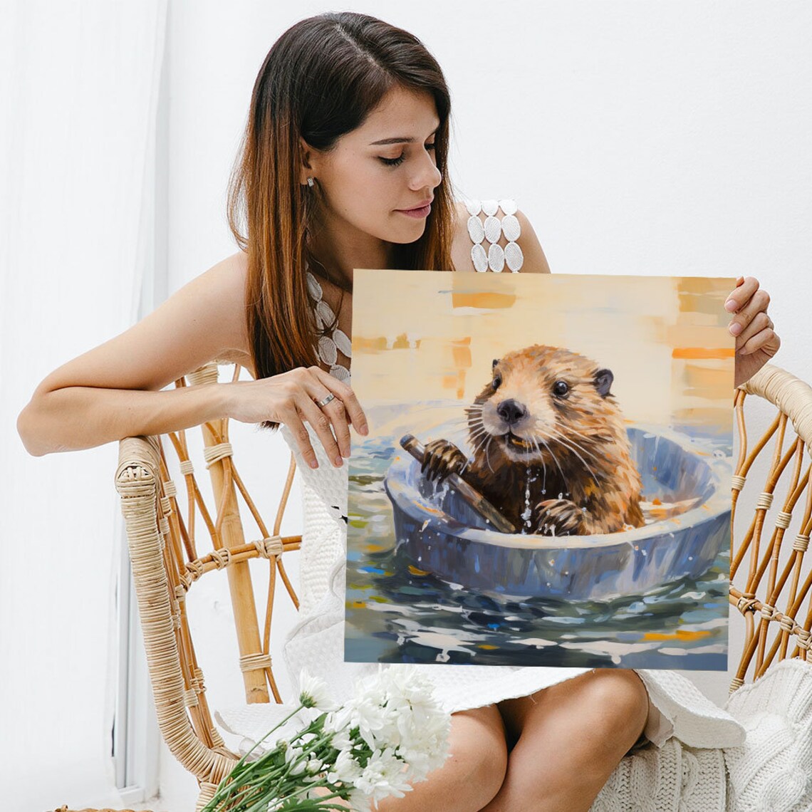 Beaver in Bathtub Bathroom Wall Art Print - Image 3