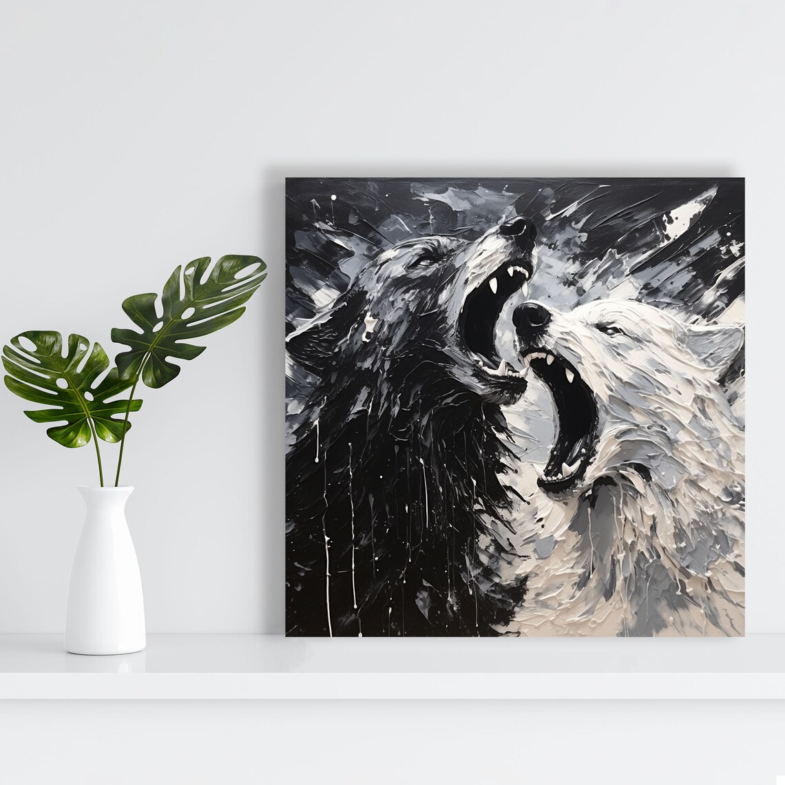 Howling Wolf Art Print, Modern Wildlife Decor - Image 3
