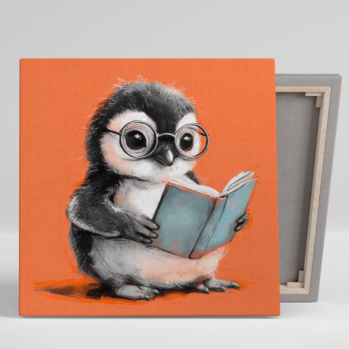 Penguin Bookworm Poster, Whimsical Room Decor