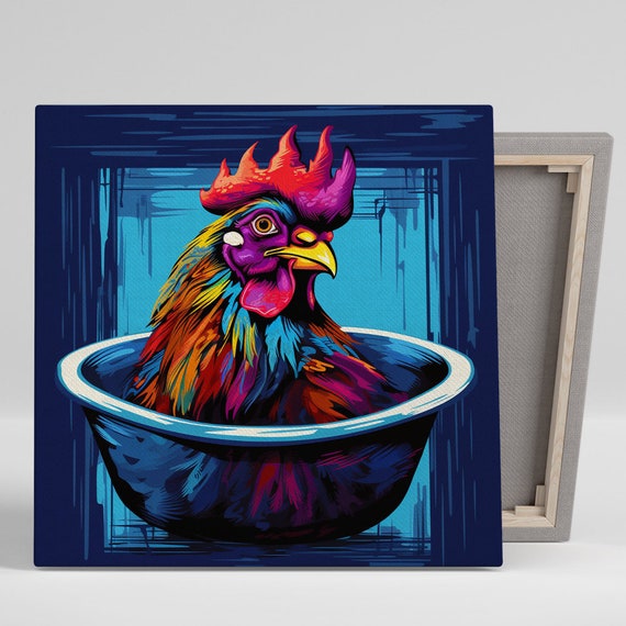 Psychedelic Rooster Art Or Poster Pop Art Eclectic Decor Kitchen Dining Room Living Room Office Wall Art Bold Colorful Design