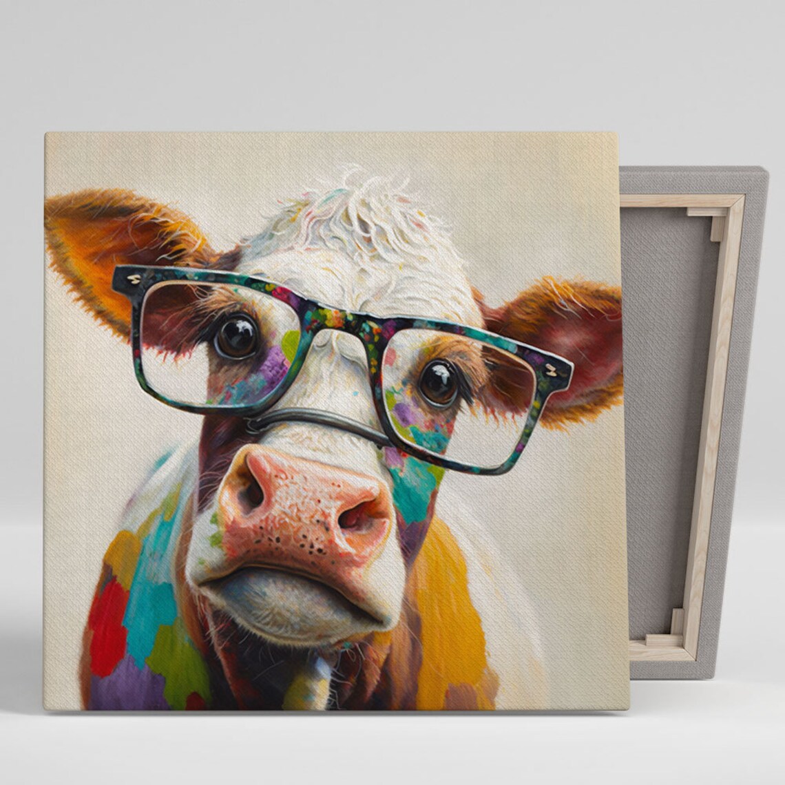 Cow With Glasses Art Print, Modern Farmhouse Decor