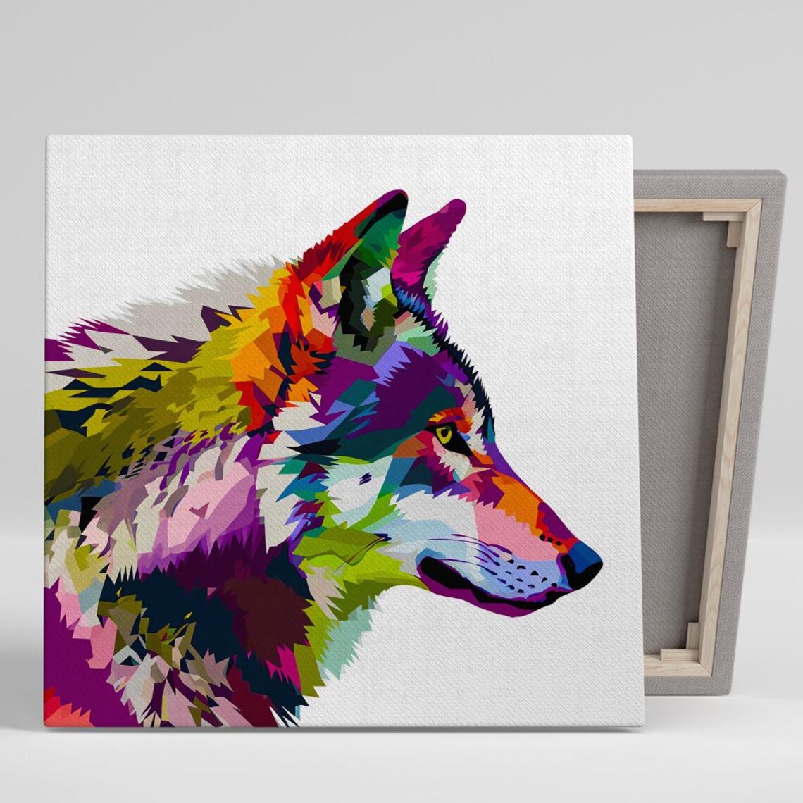 Kaleidoscopic Wolf Portrait Colorful Geometric Pop Art Wild Spirit Poster
