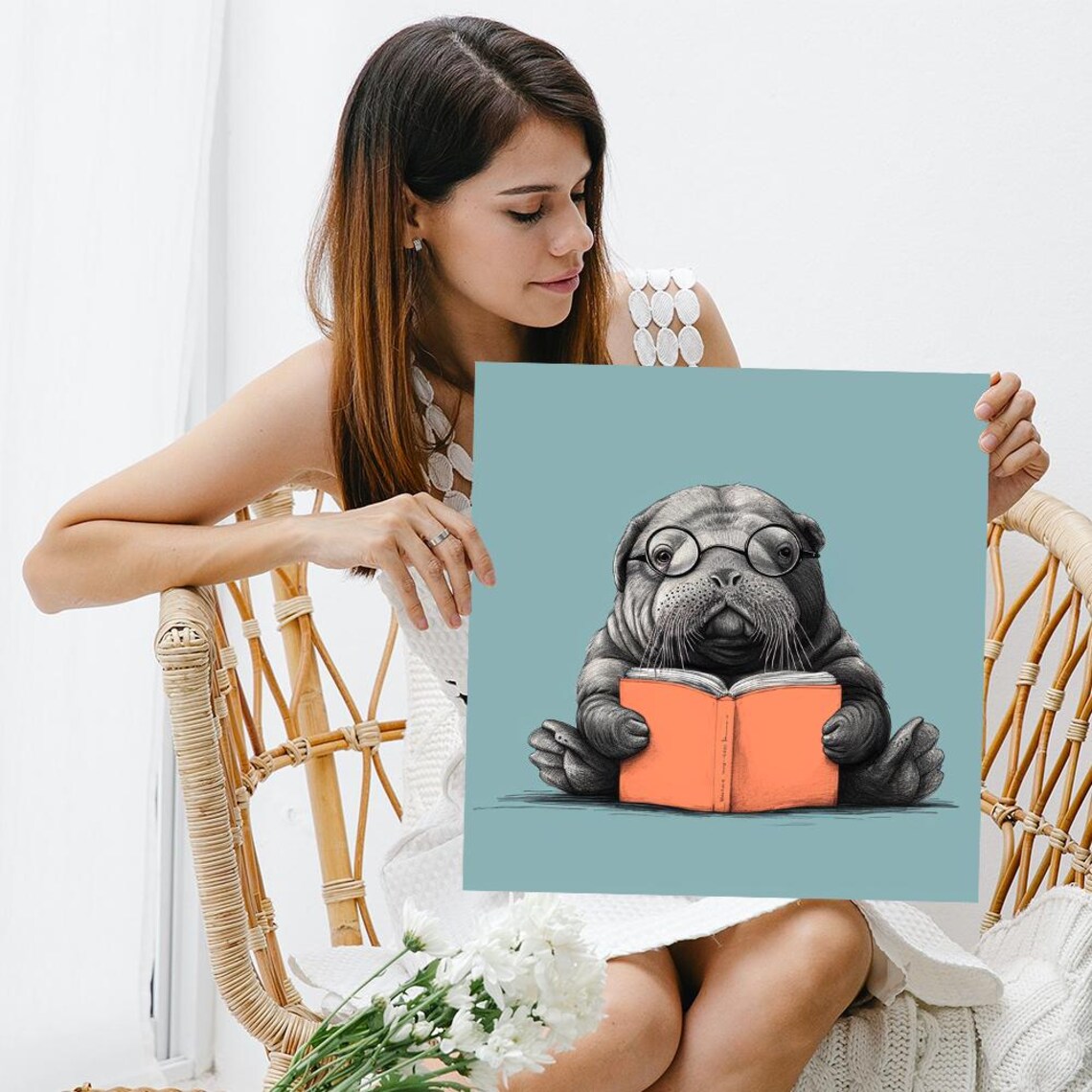 Studious Seal Minimalist Art Print, Whimsical Decor - Image 3