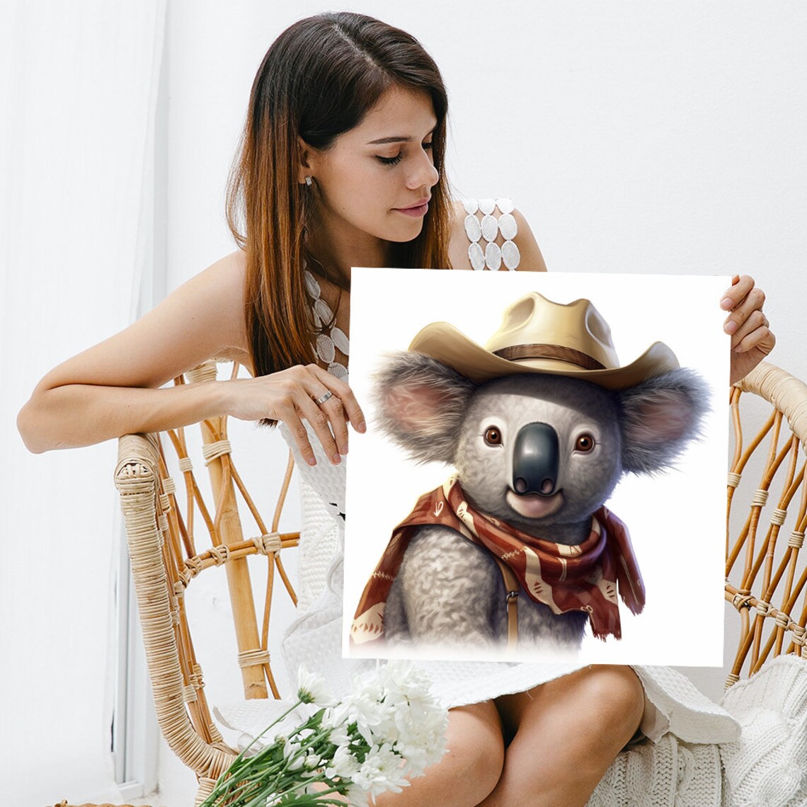 Cowboy Koala Wearing Hat And Red Bandana Cute Western Animal Poster - Image 3