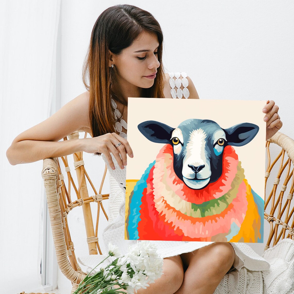 Colorful Sheep Art Print, Whimsical Contemporary Decor - Image 3
